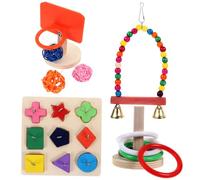 UTHCLO 4 Ensembles Jouets Dentraînement pour Perruches et Perroquets Jouets Colorés pour Stimulation Intellectuelle et Mastication Accessoires pour Formation et Couleur Aléatoire