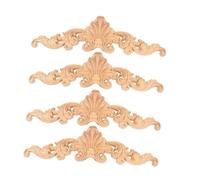 UTHCLO 4 pièces Applique Sculpté Décoration Meuble pour Porte Armoire Lit Motif Artistique Européen Finition Naturelle Élégante