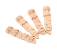 UTHCLO 4 Pièces Appliques Sculpté pour Meubles Décorations Massif Longues Style Européen Ornements Floraux pour Armoires Portes et Décoration Intérieure