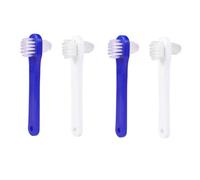 UTHCLO 4 pièces Brosse Dentier Double Tête Brosse Nettoyage Prothèse Dentaire avec Poils Nylon Résistants Format Portable pour Zones Difficiles Blanc Bleu