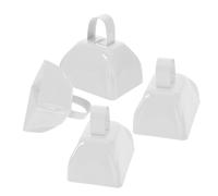 UTHCLO 4 Pièces Lot de 4 Cloches de Vache en Métal 7,5 CM Blanches Poignée, Générateurs de Bruit pour Événements Sportifs, Encouragements Football, Fêtes, Mariages et Animations Festives