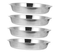 UTHCLO 4 pièces Lot de Assiettes Rondes Acier Inoxydable pour Desserts et Snacks Plateaux de Service Robustes et Faciles à Nettoyer Ustensiles de Cuisine et