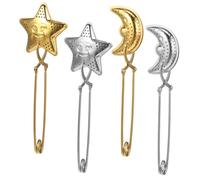UTHCLO 4 Pièces Passoire à Thé Inox Étoile et Lune Infuseur Boule pour Vrac avec Manche Long Confortable Filtre Polyvalent pour Théière et Tisane