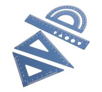 UTHCLO 4 pièces Règles Alliage Aluminium pour Dessin Technique Équerre Géométrique Rapporteur et Règle Droite Kit de Mesure pour Étudiants Bureau et École Bleu