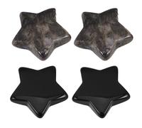 UTHCLO 4 Pierres Décoratives en Obsidienne Noire Naturelle D’étoile 30 Mm - Ensemble 4 Pièces de Cristaux Polis pour Décoration D’Halloween et Accessoires de Maison - Pierres