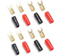 UTHCLO 5 Paires Connecteurs Électriques à Fourche 8ga en Cuivre Plaqué Or, Cosses à Sertir pour Câbles D'enceintes, Protection la Corrosion, pour Fils D'alimentation