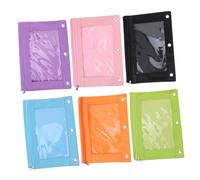 UTHCLO 6 pièces Lot de Pochettes Classeur à Anneaux Oxford Trousse à Crayons Légère avec Fenêtre Transparente Fermeture Éclair Résistante Rangement Pratique pour Bureau et École