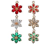 UTHCLO 6 Pièces Pendentifs Fleur Cristal Alliage Doré Breloques DIY pour Bijoux Charms Colorés Résistants pour Colliers Bracelets Boucles Oreilles Créations Artisanales