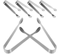 UTHCLO 6 Pièces Pinces à Glace en Acier Inoxydable Argenté, Mini Pinces Portables et Faciles à Nettoyer, pour Apéritifs et Tea Party Cuisine
