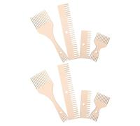 UTHCLO 8 Pièces Peigne à Franges Macramé Double-Face en Bois Lisse, Outil Solide pour Tissage Mural et Fabrication de Tapis DIY, Design Artisanal Beige