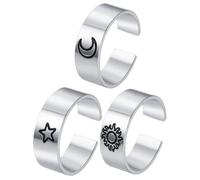 UTHCLO Anneaux Ajustables en Acier Titane, Lot de 3 Bagues Esthétiques Argentées, Style Élégant, Idéales pour Fête ou Saint-Valentin, Confortables pour Femmes