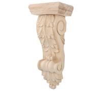 UTHCLO Applique en Bois Sculpté Non Peint 9x21x6 Cm, Ornement D’Angle Colonne Romaine en Bois Massif, Support Décoratif D’étagère Style Européen pour Décoration Intérieure et Rénovation