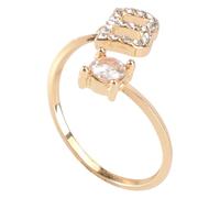 UTHCLO Bague Réglable Ouverte Incrustée de Cristaux, Lettre 26, Or | Alliage Léger, Style Créatif et Chic, Facile à Retirer, pour Voyage et Fiançailles