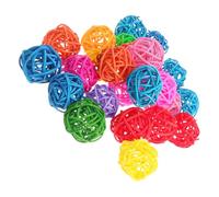 UTHCLO Balles en Rotin Colorées 50 Pcs 3 Cm à Mâcher pour Perroquets Grands Oiseaux, Jouets pour Cage Oiseaux, Balle DIY Décoration Polyvalente Couleur Aléatoire