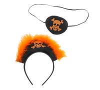 UTHCLO Bandeau Pirate Garçon Fille Unisexe Orange avec et Plume Accessoire Halloween Créatif pour Déguisement Famille et Fête