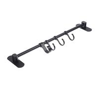 UTHCLO Barre à Ustensiles Cuisine 40 Cm En Alliage D'aluminium Noir 6 Crochets Multifonction Support Sans Perforation Auto-adhésif Cuisine, Salle De Bain Et Balcon