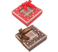 UTHCLO Boîte à Chocolats 9 Compartiments Lot de 2 Papier Résistant Rouge et Noir Dimensions 12X12X4 CM Boîte à Dragées et Bonbons pour Saint-Valentin Anniversaire Emballage Présent