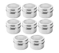 UTHCLO Boîte à Épices Magnétique avec Couvercles Transparents en Acier Inoxydable 8 Pièces et Stickers, Organisateur à Épices pour Table et Rangement Suspendu
