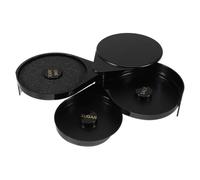 UTHCLO Boîte à Sel Plastique 3 Compartiments Fermeture Hermétique, Boîte à Condiment Noire pour Cocktails Margarita, Stockage Sel Sucre Jus, Accessoire Bar Pratique et Polyvalent