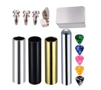 UTHCLO Boîte de 14 Pièces pour Guitare - Kit D’accessoires Médiators, Protège-doigts en Acier et Slide Tubulaire en Verre - Ensemble Complet pour Guitare Électrique et Acoustique -