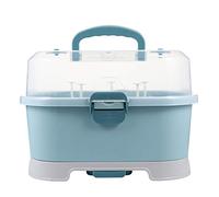 UTHCLO Boîte De Rangement Pour Biberons Bébé Grosse Taille Bleu Foncé, Support Égouttoir Amovible, Matériau Pp Solide, Conception Drainante, Pour Organisation Et Séchage En Nursery, Portable