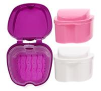 UTHCLO Boîte pour Prothèse Dentaire 3 Pièces Mixte, Étui Drainant Léger en Plastique, Rangement Portable Hygiénique pour Dentier Amovible, Usage Quotidien Santé Couleur