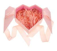 UTHCLO Boîte Présent de Cœur Rose Poudré 23x21x10 Cm Moyenne Taille 20 G de Raphia Naturel pour Emballage Romantique, Coffret Présent pour Anniversaire et Saint-valentin