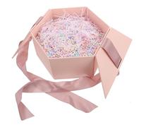 UTHCLO Boîte Présent Hexagonale 3 Pièces Rose Mousse Macaron et 20G de Rafia Coffret Emballage pour Mariage Saint-Valentin et Anniversaires Boîte en Carton Décorative et Festive