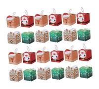 UTHCLO Boîtes de Noël Carrées 24 Pcs Boîtes à Bonbons en Papier Motifs Sapin Vert Bonhomme d'Épice Orange Maison et Père Noël Coffrets Présents Festifs pour Friandises et Surprises