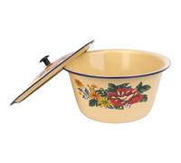 UTHCLO Bol en Émail Vintage 0,6l avec Couvercle, Bassine Cuisine Ronde 14cm, Récipient pour Conservation de Saindoux et Aliments, Vaisselle Émaillée Pratique pour Usage Style Aléatoire