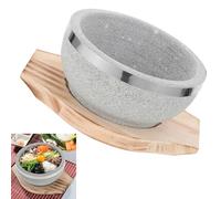 UTHCLO Bol en Pierre Coréen 14 Cm Plateau en Bois Robuste, Bol à Soupe et Bibimbap, Résistant Haute Température, Vaisselle Maison Cuisine Coréenne et Service de Plats Chauds