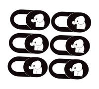 UTHCLO Cache Webcam Coulissant Blanc Motif Éléphant pour Ordinateurs Portables et Tablettes, Design Ultra Fin Flexible en Abs, Lot de 6 Pièces Protection Confidentialité