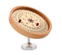 UTHCLO Calendrier Perpétuel en Bois Rouge avec Support Régulable Calendrier de Bureau Vintage Rond Porte-calendrier Décoratif pour Maison et Bureau Manuel Pratique
