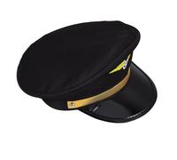 UTHCLO Casquette de Réglable pour Adulte Chapeau de Capitaine Noir pour Halloween Cosplay et Fêtes à Thème Aérien Accessoire de Costume Élégant