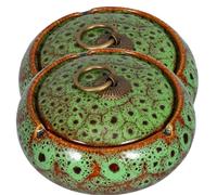 UTHCLO Cendrier en Céramique avec Couvercle Coupe-Vent 2pcs, Résistant à l'usure Quotidienne, Design Moderne et Élégant pour Usage Intérieur et Réunions Familiales