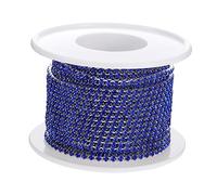 UTHCLO Chaîne Strass Décorative Argenté avec Cristaux Bleu Profond Ruban à Coudre Flexible pour Bricolage Bijoux Couture Accessoires et Décoration DIY Mètres