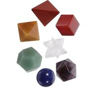 UTHCLO Chakra en Cristal Naturel Set de 7 Pierres avec Solides Platoniciens Incluant Étoile Merkaba pour Contemplation et Énergétique