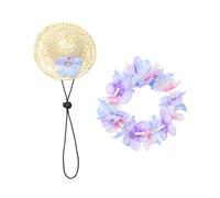 UTHCLO Chapeau de Chien Hawaïen Respirant et Confortable avec Guirlande de pour Déguisement Estival et Photos Protection Solaire pour et Plage