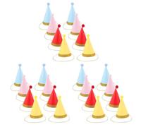 UTHCLO Chapeaux de Fête Coniques Doux et Élégant Lot de 24 en Papier avec Pompons et Bordure Dorée pour Garçon et Filles pour Anniversaire et Petites Réunions