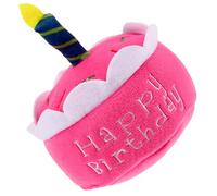 UTHCLO Chien en Peluche de Gâteau d'anniversaire Rose Design Sonore Qui Apaise Les Gencives, pour Fête d'anniversaire Canine
