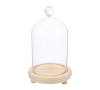 UTHCLO Cloche en Verre Forme Cœur 10x15 Cm avec Socle Lumineux LED Blanc Chaud, Dôme Décoratif Transparent pour Protection Anti-poussière, Vitrine sous Dôme Décoration Maison et Bureau