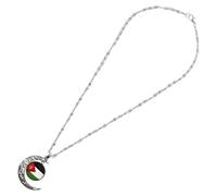 UTHCLO Collier Pendentif avec Breloque Lune Ajourée Drapeau Palestine en Alliage Éclat Brillant, Style Créatif Présent Prêt à Offrir Quotidien pour Femmes et Hommes