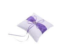 UTHCLO Coussin Porte-alliances Mariage 18,5 X 18 Cm en Tissu Violet Double Cœur et Nœud Coussin Décoratif pour Cérémonie pour Porter Bagues Accessoire Mariage Pratique et Élégant