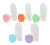 UTHCLO Design Amusant pour Garçon et Filles 5 Crochets Adhésifs Colorés Patères Murales en Bois et Métal pour Manteaux, Chapeaux et Serviettes D'garçon et Filles