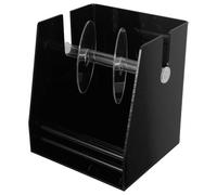 UTHCLO Distributeur D’étiquettes de Bureau en Acrylique Noir, Support 3 Compartiments pour Rouleaux D’autocollants, Organiseur Portable et Rechargeable, Porte-autocollants Multifonction