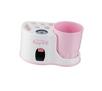 UTHCLO Distributeur de Dentifrice Mural Automatique avec Porte-brosse Support Rangement Salle de Bain Presseur Tube Dentifrice Blanc Rose Économiseur Espace et Hygiénique