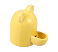 UTHCLO Distributeur Eau Automatique pour Petits Animaux Bol Céramique avec Oreilles de Chat Cartoon Auto Dosage pour Hamsters et Petits Chats Accessoire Pratique pour Cage Jaune