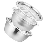 UTHCLO Ensemble 3 Pièces Coupe-légumes Multifonctions en Acier Inoxydable Argenté Bassine de Lavage et Panier Égouttoir, Grand Capacité Cuisine Pratique