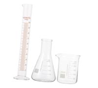 UTHCLO Ensemble de Matériel de Laboratoire Scientifique en Verre - Bécher 250 Ml, Fiole Conique 250 Ml, Cylindre Gradué 100 Ml - Verrerie Résistante aux Acides, Graduation Facile à Lire,