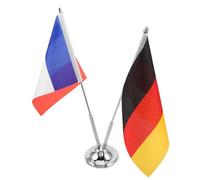 UTHCLO Ensemble Drapeaux de Table France et Allemagne avec Socle en Métal, Petit Drapeau de Bureau Textile Résistant, Hampe Double, Décoration Professionnelle pour Réunion et Centre